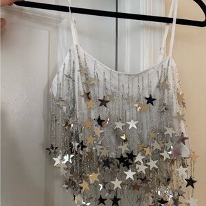 Nasty Gal Silver Embellished Tank Top